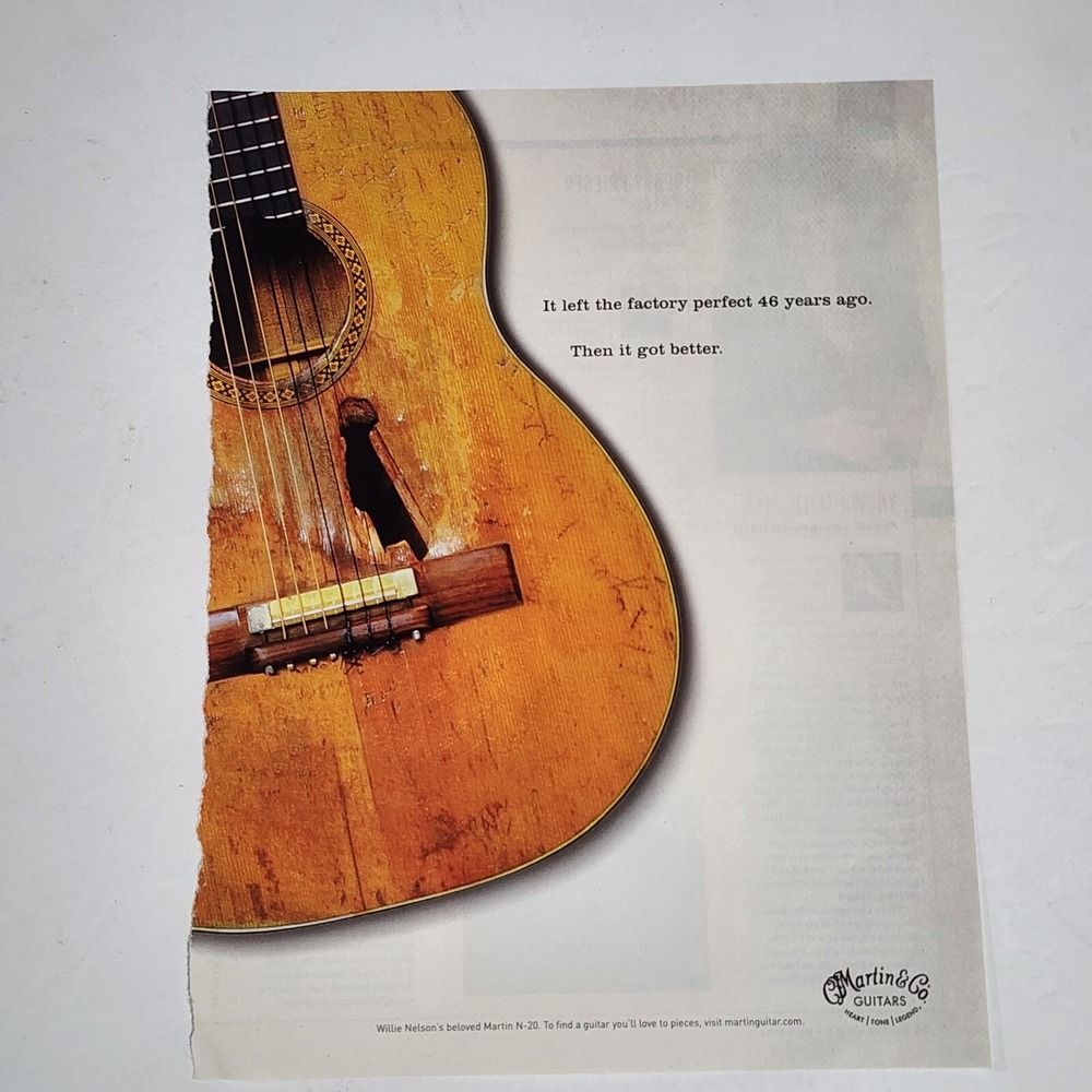 Print Ad Martin & Co Willie Nelson Martin N-20 guitar clipping 2014 8x10.5